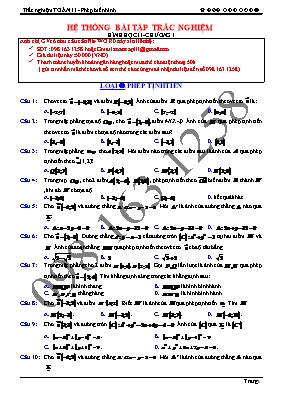 Hệ thống bài tập trắc nghiệm Hình học 11 - Chương 1